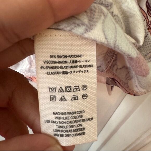 Free People Keepin On Top White Pink Floral Tie Sleeve Knit Blouse Boho Sz M - Picture 10 of 10